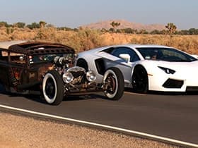 Rat Rod vs Lamborghini Aventador!